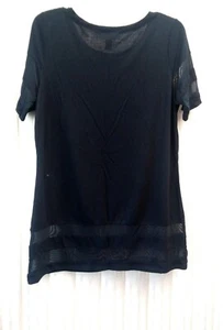 NEW YORK LAUNDRY WOMEN'S BLACK SHORT SLEEVE TUNIC w/PEEKABOO ACCENTS - Size M - Picture 1 of 4
