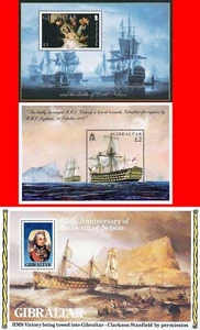 GIBRALTAR 1980//2005 ADMIRAL NELSON x3 S/S MNH SHIPS, PAINTINGS - Picture 1 of 1