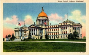 Unposted Linen Post Card State Capitol Jackson Mississippi - Picture 1 of 2