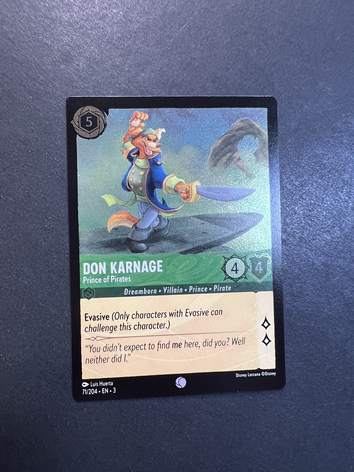 Don Karnage 71/204 Cold Foil Disney Lorcana Inklands Holo Pirate MINT