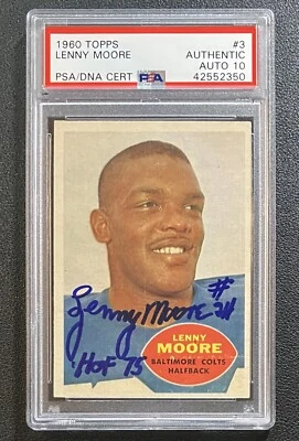 1960 Topps #3 Lenny Moore Signed PSA/DNA Authentic Autograph Grade 10 Colts HOF - Image 1 of 2