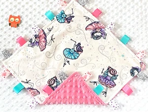 Double Minky! Ballerina Feen Minky & Pink Minky Tag Taggie Sicherheitsdecke - Bild 1 von 1