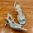 Argentine tango shoes Italian leather in sparkling silver size 35
