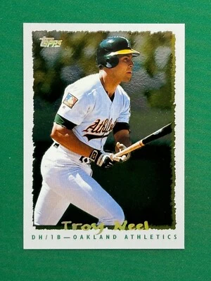 1995 Topps Series 1 Baseball #94 Troy Neel CyberStats Spectralite - Image 1 of 2
