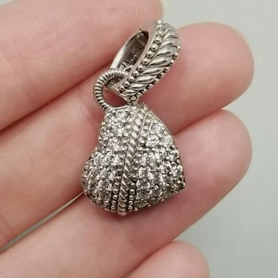 Judith Ripka Colgante Corazón Plata Esterlina Circonita cúbica Dije Incrustado Fianza con Bisagras Foto 1 de 4