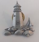 Silver Toned Lighthouse Lapel Pin Signed JJ