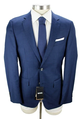 Hugo Boss Sport Coat 38 R Mens Blue Check Virgin Wool Slim Fit Hutson Two Button - Image 1 of 4