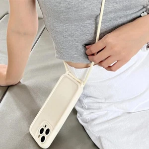 For iPhone 16 15 14 13 Pro Max 12 Solid Neck Crossbody Lanyard Soft Case Cover - Picture 1 of 17