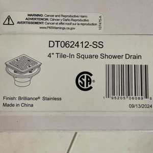 Delta DT062412-SS 4" Tile-In Square Shower Drain, Stainless - Picture 1 of 2