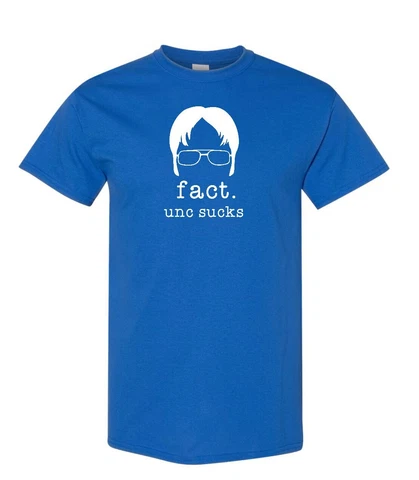 Duke Blue Devils Men's Super Soft Office Dwight Fact : UNC Sucks T-Shirt Cover