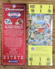 Bud Super Bowl Ticket Replicas XVIII 1984 Los Angeles Raiders Vs Wash Redskins