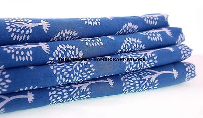 Indigo Blue Fabric Dabu Cotton Hand Block Print Fabric Indigo Dye 2.5Yard Fabric - Image 1 of 3