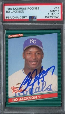 Donruss Rookies Bo Jackson RC 1986 #38 PSA 9 con tarjeta de novato automática PSA 10 **RARA** Foto 1 de 2
