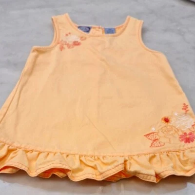 Koala Kids Sleeveless Kids Dress Embroidered Flowers Buttons 24 M Orange Peach - Image 1 of 4