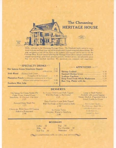 Chesaning MI Heritage House Restaurant Menu 1990's Michigan - Imagen 1 de 1