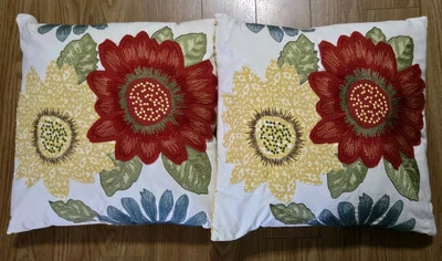 Pier1 Imports Juego de 2 Almohadas Florales Apliques Bordados Multicolor Cremallera 18" Foto 1 de 4