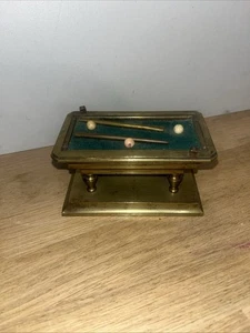 Mini Table de Billard Boîte Déco Accessoire de Bureau en Laiton Bronze? - Foto 1 di 7