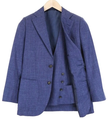 Suitsupply La Spalla Veste Pour Homme UK32R Slim Bleu Laine Soie Lin Mélange - Photo 1/4