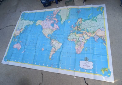 Litografía Hammond's Classic Map Of The World 72x51 1961 MUY BONITA RARA Foto 1 de 4