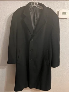 Abrigo Jones New York Mezcla Lana 44R Negro Forrado Largo Completo Gabardina Hombres - Imagen 1 de 8