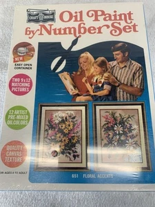 Vintage 1970s Craft house Paint by Number Set Floral Accents #651 NOS - Picture 1 of 5
