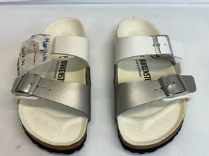 NEU-BIRKENSTOCK-ARIZONA-SPLIT WHITE/SILVER BIRKO-FLOR SANDALEN .Gr-6 Germany - Bild 1 von 15