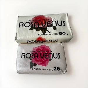 Vintage Rosa Venus BAR SOAP SPANISH MEXICO MADE 50g & 25g White Vanity Prop - Picture 1 of 2
