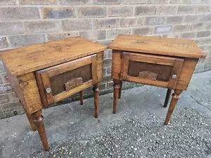 Beautiful Pair Of Bedsides Tables Vintage French Oak Drawers Night Stand - Picture 1 of 16
