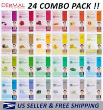 Dermal Korea Collagen Essence Full Face Facial Mask Sheet (24 Combo Pack) New 