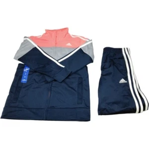 Adidas Tricot Jacket And Pants Boys Bright Orange, Gray, Navy - Picture 1 of 5
