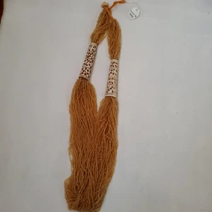Yellow Hand Beaded 35" Small Belt or Necklace Faux Bone/Stone (India) - Picture 1 of 6