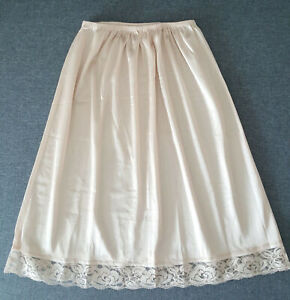 Size M Half Slip Silky Nylon Underskirt Petticoat Skirt Pants Lace Soft Comfort