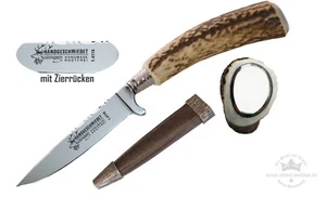 Trachtenmesser mit  Hirschhorn-Griff Stahl 1.4116 + Gravurplatte - Bild 1 von 5