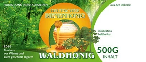 Etiketten bunt für deutschen Bienenhonig WALDHONIG 100 Stück/Packung - Bild 1 von 1
