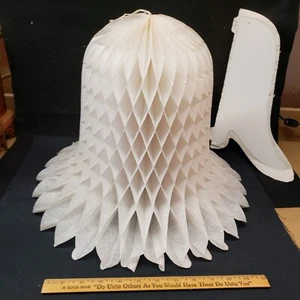 VTG Pair Honeycomb Tissue Paper Wedding Bells White 12" SET OF TWO - Picture 1 of 8