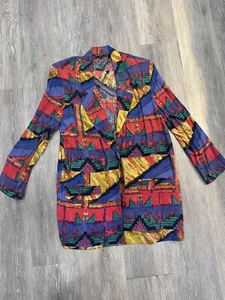 90’s Karen Kane Brightly Colored Abstract Blazer 100% Rayon Size S - Bild 1 von 11