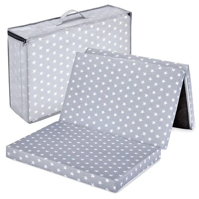 Bambini klappbare Reisebettmatratze Reisematratze 120x60 cm Sterne grau - Bild 1 von 4