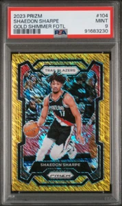 Shaedon Sharpe 2023 Panini Prizm FOTL Gold Shimmer 08/10 PSA 9 Trailblazers #104 - Bild 1 von 2