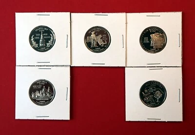 2000 S State Quarter Proof Set, Clad, 5 BU Coins In Flips-Free Ship - Image 1 of 2