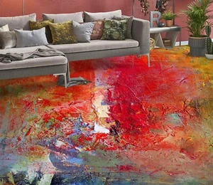 3D Red Abstract 2999 Floor WallPaper Murals Wall Print Decal UK Zoe - Picture 1 of 5