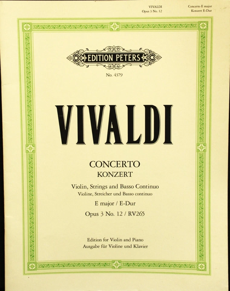 Vivaldi concerto in E major opus 3 no.12 RV 265 - Image 1 of 1