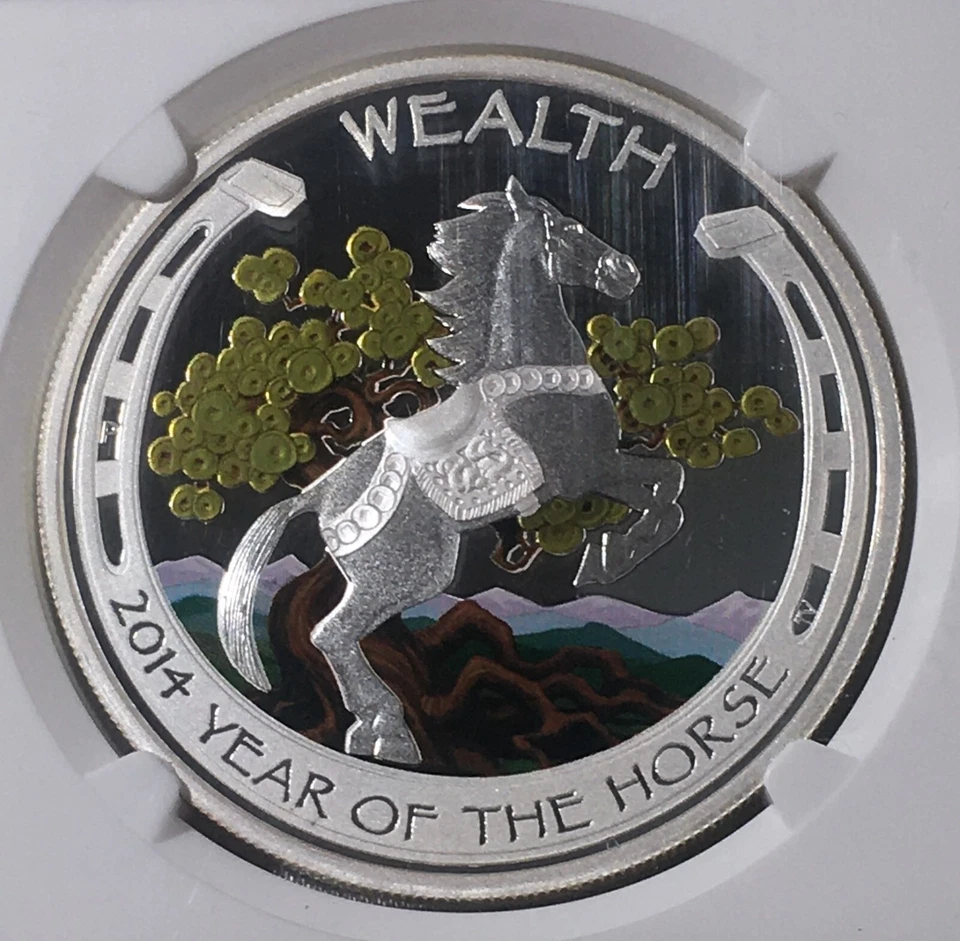 2014 P Tuvalu $1 Year of the Horse. Wealth-Early Release.  PR69. Ultra Cameo. - Image 1 of 4