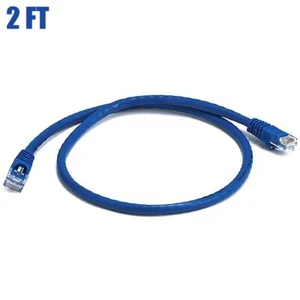 2FT Cat5E RJ45 Network LAN Ethernet UTP Patch Cable Stranded Copper Wire Blue - Picture 1 of 2