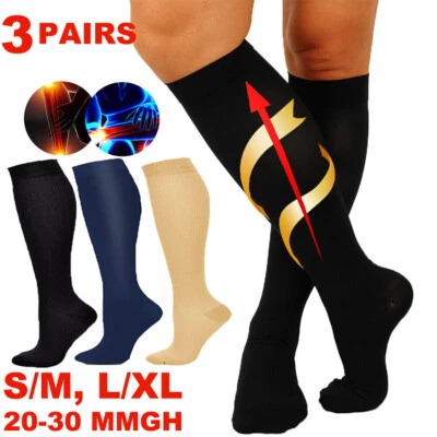 3 PCS Medical Compression Socks for Men & Women - 20-30 mmHg Support (3 Colors) - Image 1 of 4