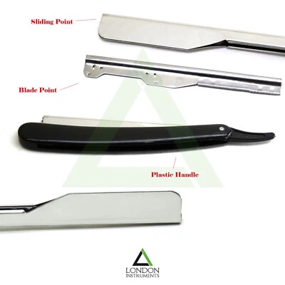 LONDON INSTRUMENTS / MEDSPO / BEADEN® Haar Rasierhobel Friseur Taschenrasierer gerade Kante klappbar schwarz und silber CE