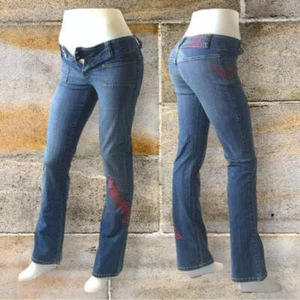 Women’s Blue | Red Sweetface Denim Pants JLO by Jennifer Lopez NWT - Picture 1 of 7