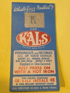 Rare! Vintage 1940s Kals Hot Iron On Transfer Initials 48 - letter K - Picture 1 of 4