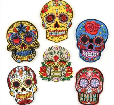 6PCS/Lot Cloth Stickers  Accessories Embroidery Skull Stickers Patch 10.1*7.6CM - Image 1 of 4