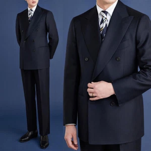 Men's Black Suit Size 42 44 46 48 50 52 54 38 Regular Wedding Tuxedo Tailored - Picture 1 of 8