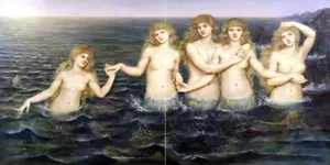 Tile Mural Mermaid sea girl E. Morgan Bathroom Shower Backsplash Marble Ceramic - Picture 1 of 9